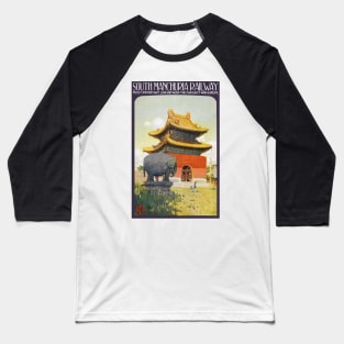 Vintage Travel Poster Japan South Manchuria Railway Baseball T-Shirt